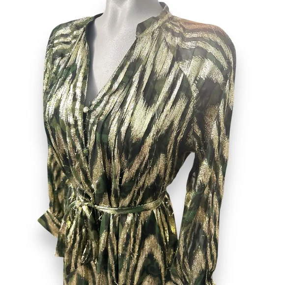 Seneca Metallic Long Sleeve Midi Shirtdress by CIEBON size XS - Picture 3 of 8